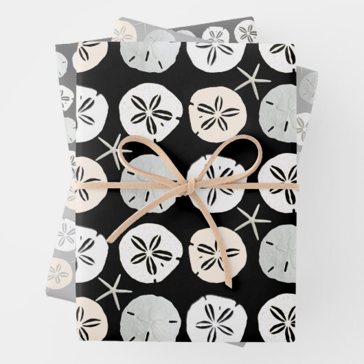 Sand Dollars Schwarz und Grau Muster Geschenkpapier Set (Beispiel)