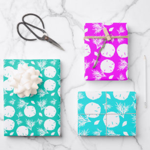 Sand Dollars Sea Coral tropische Farben Geschenkpapier Set