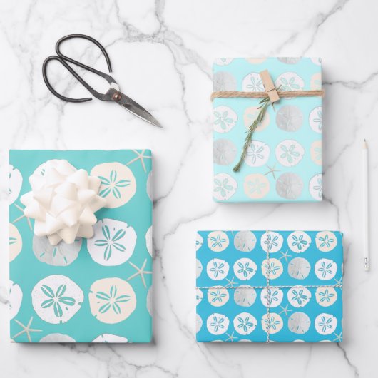Sand Dollars Shades of Blue Geschenkpapier Set (Vorderseite)