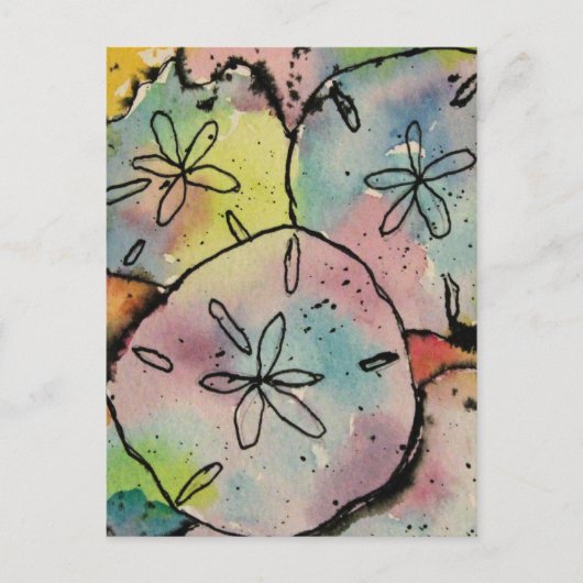 Sand Dollars Wasserfarben und Tinte Art Postkarte (Vorderseite)