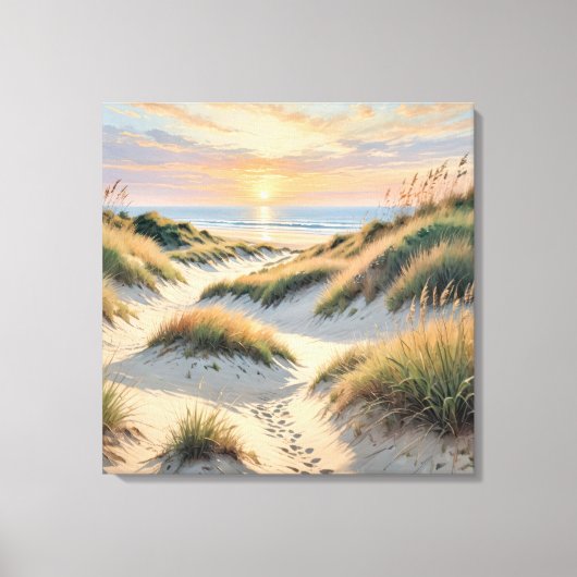 Sand Dune Footprints Leinwanddruck (Vorderseite)