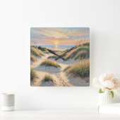 Sand Dune Footprints Quadratische Wanduhr (Zuhause)