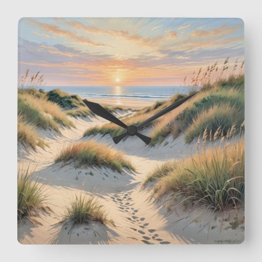 Sand Dune Footprints Quadratische Wanduhr (Vorderseite)
