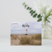 Sand Dunes und Talacre Lighthouse Wales Postkarte (Stehend Vorderseite)