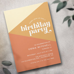 Sand Earth Tones   Moderner Retro-Stil Geburtstag Einladung