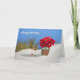 Sand-Eimer Pointsettia Pflanze Feiertagskarte