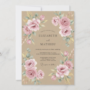 Sand Elegante Botanische Hochzeit Einladung