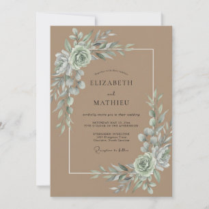Sand-Eukalyptus-Blatt-Hochzeit Einladung