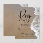 Sand & Foam Beach Foto & Typografy Wedding RSVP Karte (Vorne/Hinten)