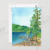 Sand Habor Lake Tahoe Aquarellmalerei Postkarte (Vorne/Hinten)