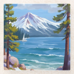 Sand Harbor Beach Lake Tahoe Malerei Glasuntersetzer