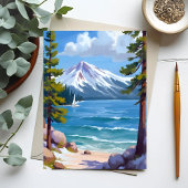 Sand Harbor Beach Lake Tahoe Malerei Postkarte