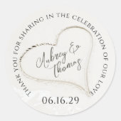 Sand Heart Beach Wedding Vielen Dank Runder Aufkleber (Vorderseite)