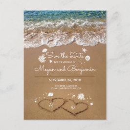 Sand Hearts Beach Summer Save the Date Ankündigungspostkarte