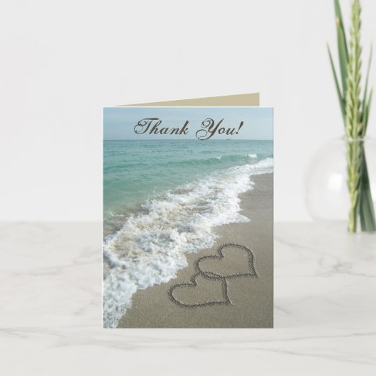 Sand Hearts on Beach, vielen Dank für Ihre Karten (Vorderseite)