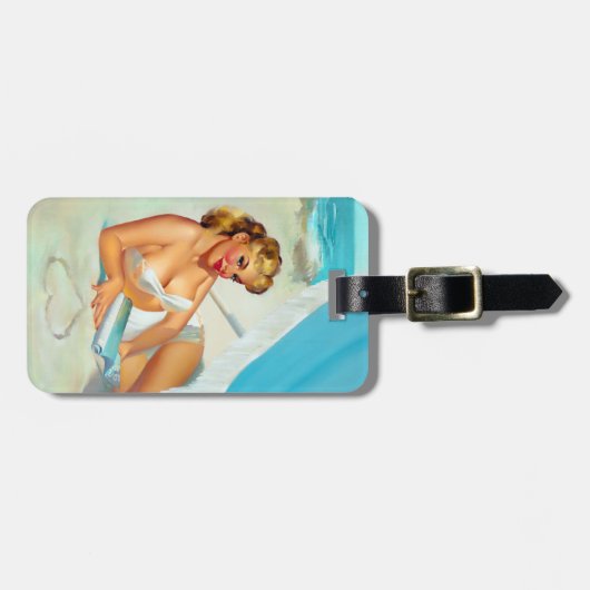 Sand-Herz-Button oben Gepäckanhänger (Vorderseite horizontal)