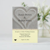 Sand-Herz-Strand-Hochzeits-Empfangs-Karte Begleitkarte (Stehend Vorderseite)