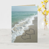 Sand-Herzen auf Strand-romantischen Gruß-Karten Karte (Gelbe Blume)