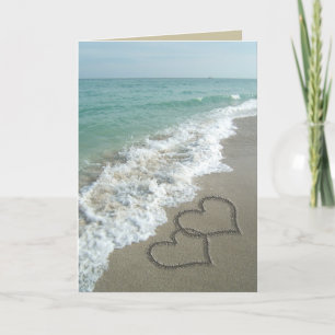 Sand-Herzen auf Strand-romantischen Gruß-Karten Karte