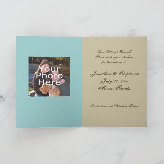 Sand Hört am Strand, Speichern Sie die Datumskarte Ankündigung (Innenseite)