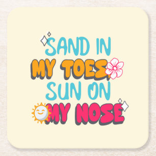 Sand in meinen Zehen, Sonne auf meiner Nase Rechteckiger Pappuntersetzer
