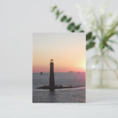 Sand-Insel-Leuchtturm an Sonnenuntergang 2 Postkarte (Stehend Vorderseite)