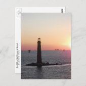 Sand-Insel-Leuchtturm an Sonnenuntergang 2 Postkarte (Vorne/Hinten)