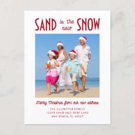 Sand ist die Ankündigung über das neue Schneemobil Postkarte
