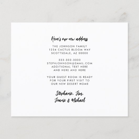 Sand ist die New Snow Arizona New Address Card (Rückseite)