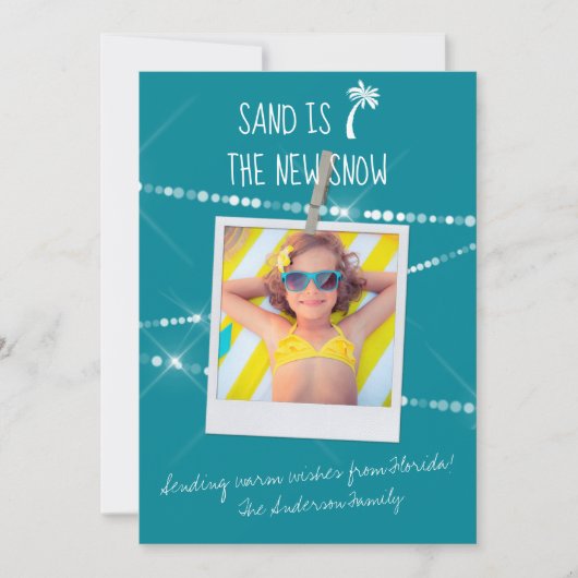 Sand ist die New Snow Florida Holiday Foto Card (Vorderseite)