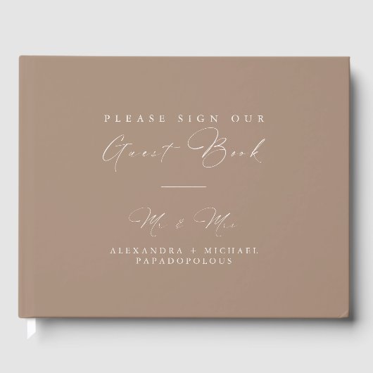 Sand & Ivory Elegante Minimal Wedding Gästebuch (Vorderseite)