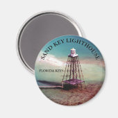 Sand Key Lighthouse Florida Round Magnet (Vorderseite/Rückseite)
