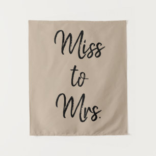 Sand Khaki Black Miss an Mrs Banner Brautparty Wandteppich