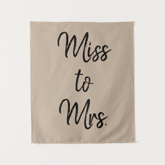 Sand Khaki Black Miss an Mrs Banner Brautparty Wandteppich (Vorderseite)