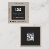 Sand Kraft Paper Add Logo QR Code Social Media Quadratische Visitenkarte (Vorne/Hinten)