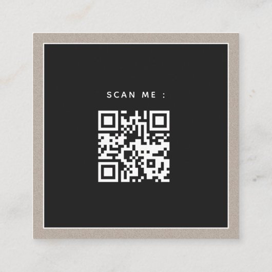 Sand Kraft Paper Add Logo QR Code Social Media Quadratische Visitenkarte (Rückseite)