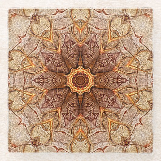 Sand-Mandala-Muster mit Sternzentrum-Unterlage Glasuntersetzer (Vorderseite)