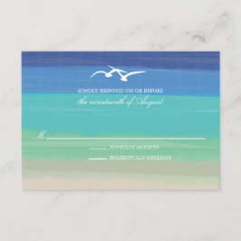 Sand, Meer und Seagullen | RSVP für bemalte Hochze Karte
