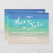 Sand, Meer und Seagullen | Save the Date gestriche Ankündigungspostkarte (Vorne/Hinten)