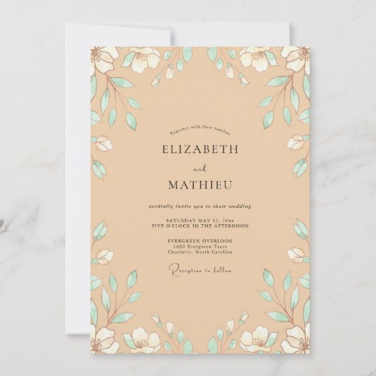 Sand-Minz-Blatt-Hochzeit Einladung (Vorderseite)