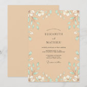 Sand-Minz-Blatt-Hochzeit Einladung (Vorne/Hinten)