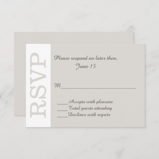 Sand Modern Wedding RSVP Response Card (Vorne/Hinten)