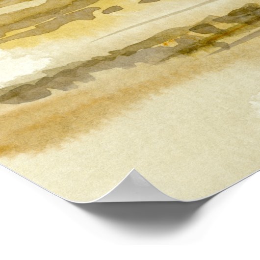 Sand Mountain Wüste Landschaft Wasserfarbe Poster (Ecke)