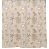 Sand-Muschelmuster auf Elfenbein Duschvorhang (Vorderseite)