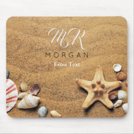 Sand & Muscheln, DIY Name & Monogramm, Extra Text Mousepad