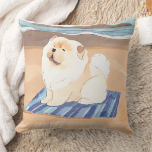 SAND N' SEA CREAM and RED Chow Chow Throw Kissen