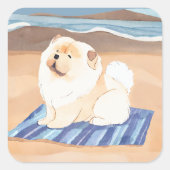 SAND N' SEA Cream Chow Chow Hundekleber Quadratischer Aufkleber (Vorderseite)