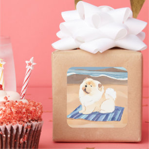 SAND N' SEA Cream Chow Chow Hundekleber Quadratischer Aufkleber