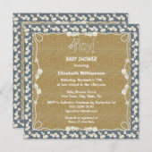 Sand, Nautical Rope & Muscheln Blue Baby Dusche Einladung (Vorne/Hinten)