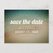 Sand Ocean Beach Hochzeit Save the Date Ankündigungspostkarte (Vorderseite)